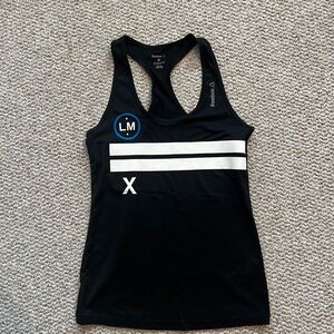 Reebok Women's Black and White Striped Tank Top